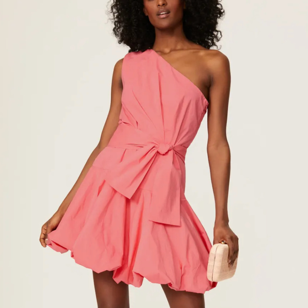 Derek Lam Pink Bubble Hem Mini Dress SIZE 4 Party One Shoulder Designer $345